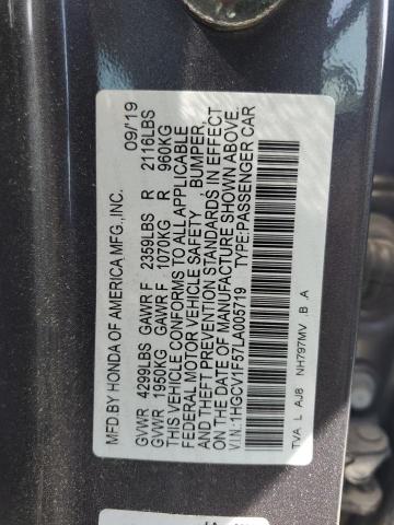 2020 Honda Accord Exl მანქანა იყიდება აუქციონზე, vin: 1HGCV1F57LA005719, აუქციონის ნომერი: 69980273