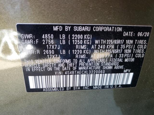 Aukcja sprzedaży 2020 Subaru Outback Premium, vin: 4S4BTAECXL3220060, numer aukcji: 70294813