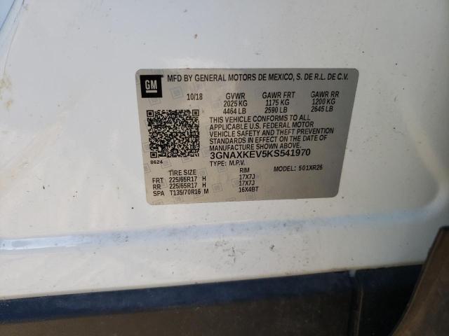 72049253 :رقم المزاد ، 3GNAXKEV5KS541970 vin ، 2019 Chevrolet Equinox Lt مزاد بيع