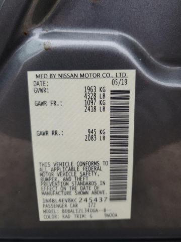 Aukcja sprzedaży 2019 Nissan Altima Sl, vin: 1N4BL4EV8KC245437, numer aukcji: 70590893