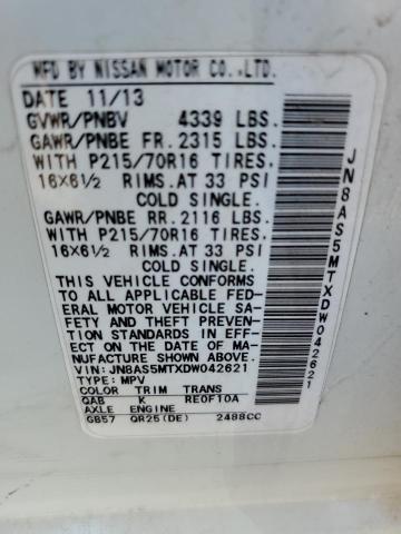 69460073 :رقم المزاد ، JN8AS5MTXDW042621 vin ، 2013 Nissan Rogue S مزاد بيع