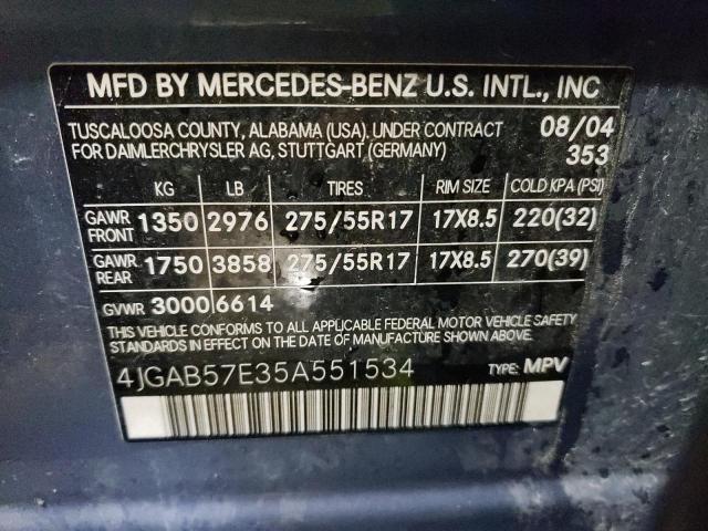 Продаж на аукціоні авто 2005 Mercedes-benz Ml, vin: 4JGAB57E35A551534, номер лоту: 71497943