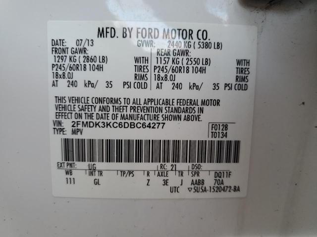 Продаж на аукціоні авто 2013 Ford Edge Limit, vin: 2FMDK3KC6DBC64277, номер лоту: 75548074