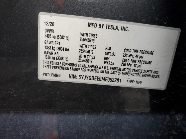 Aukcja sprzedaży 2021 Tesla Model Y, vin: 5YJYGDEE0MF093281, numer aukcji: 78101294