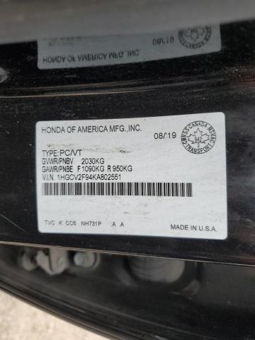 Продаж на аукціоні авто 2019 Honda Accord, vin: 1HGCV2F94KA802551, номер лоту: 77707234