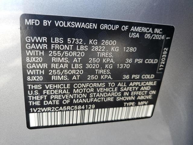 Продаж на аукціоні авто 2024 Volkswagen Atlas, vin: 1V2WR2CA5RC584129, номер лоту: 75875004