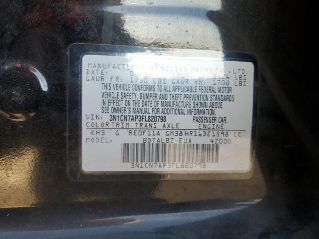 Продажа на аукционе авто 2015 Nissan Versa S, vin: 3N1CN7AP3FL820798, номер лота: 77873024