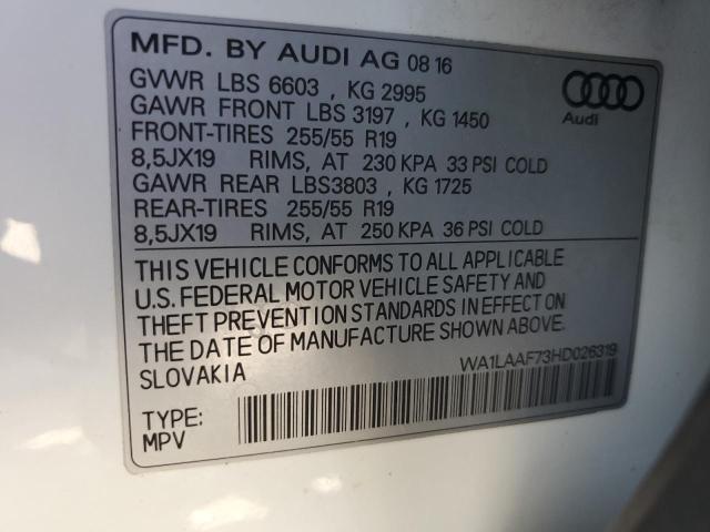 Aukcja sprzedaży 2017 Audi Q7, vin: WA1LAAF73HD026319, numer aukcji: 76084104