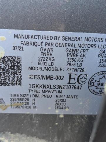 2022 Gmc Acadia მანქანა იყიდება აუქციონზე, vin: 1GKKNXLS3NZ107647, აუქციონის ნომერი: 75717074