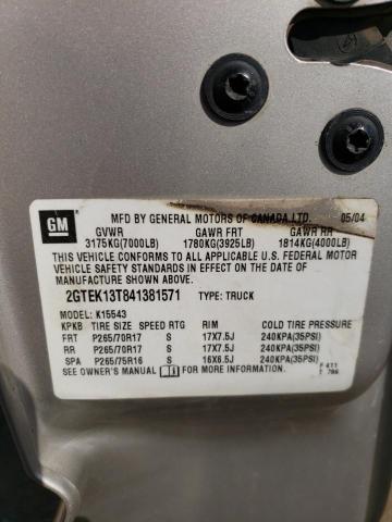 75028454 :رقم المزاد ، 2GTEK13T841381571 vin ، 2004 Gmc New Sierra مزاد بيع