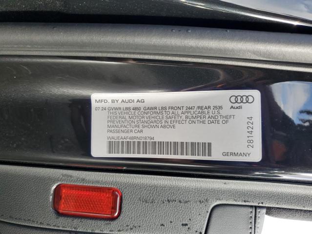 90254885 :رقم المزاد ، WAUEAAF48RN018794 vin ، 2024 Audi A4 مزاد بيع