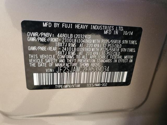 Продажа на аукционе авто 2015 Subaru Forester 2.5i Touring, vin: JF2SJAWC2FH539034, номер лота: 87191595