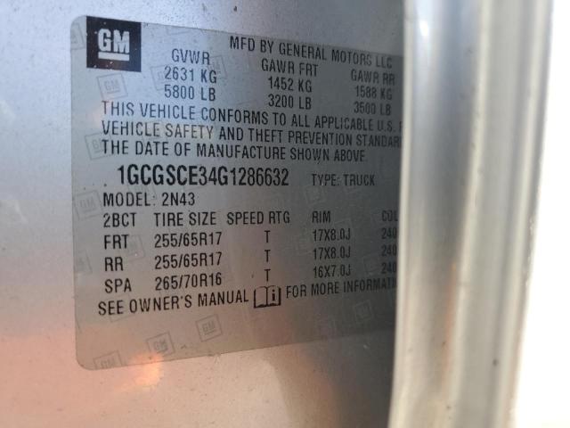 86057925 :رقم المزاد ، 1GCGSCE34G1286632 vin ، 2016 Chevrolet Colorado مزاد بيع
