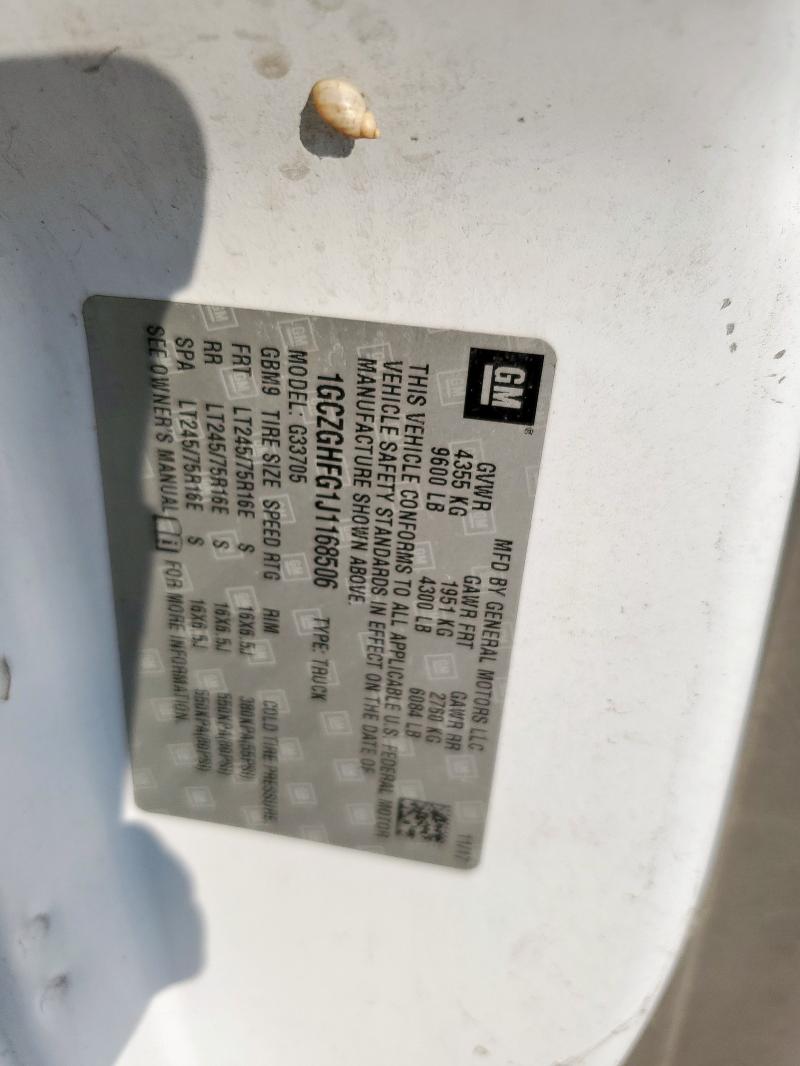 Aukcja sprzedaży 2018 Chevrolet Express, vin: 1GCZGHFG1J1168506, numer aukcji: 84300505