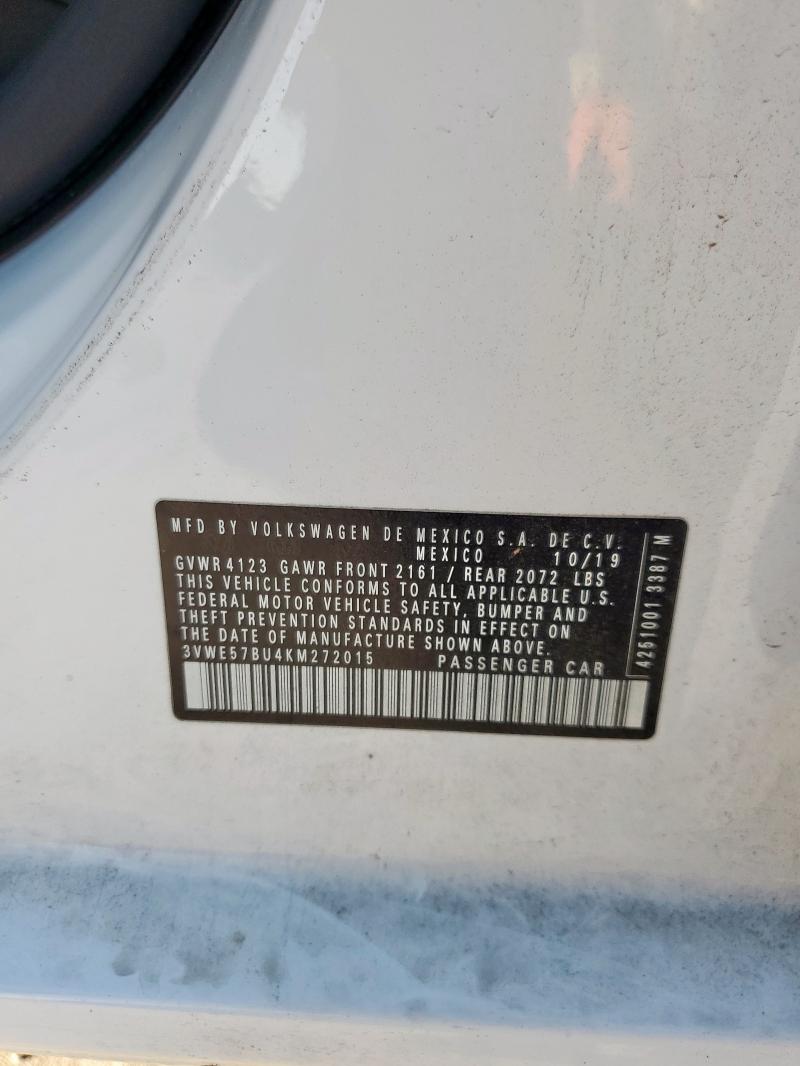 91164295 :رقم المزاد ، 3VWE57BU4KM272015 vin ، 2019 Volkswagen Jetta مزاد بيع