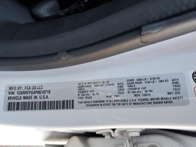 Продажа на аукционе авто 2023 Ram 1500, vin: 1C6RRFFG4PN518718, номер лота: 82310925