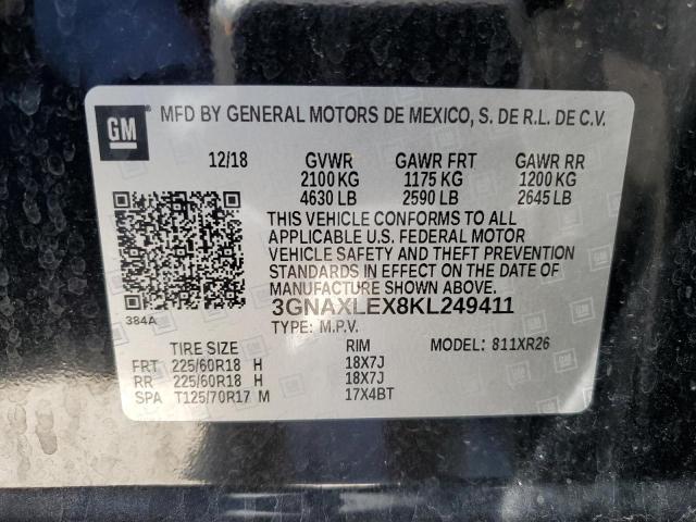 Продаж на аукціоні авто 2019 Chevrolet Equinox, vin: 3GNAXLEX8KL249411, номер лоту: 86236005