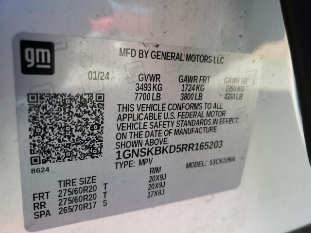 90264135 :رقم المزاد ، 1GNSKBKD5RR165203 vin ، 2024 Chevrolet Suburban K مزاد بيع