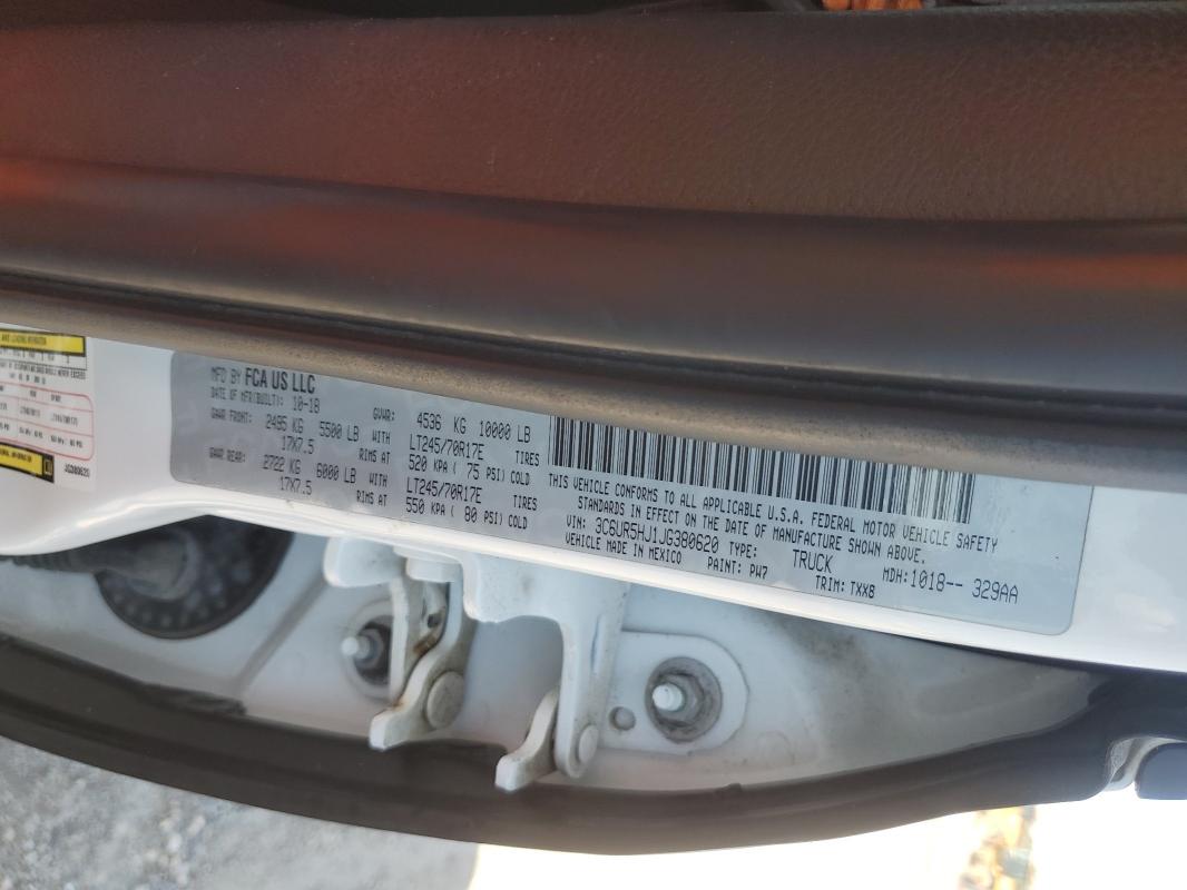 Продаж на аукціоні авто 2018 Ram 2500 St, vin: 3C6UR5HJ1JG380620, номер лоту: 90256605