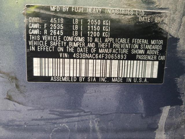 2015 Subaru Legacy მანქანა იყიდება აუქციონზე, vin: 4S3BNAC64F3065893, აუქციონის ნომერი: 90590505