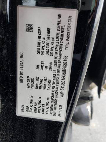 2021 Tesla Model 3 მანქანა იყიდება აუქციონზე, vin: 5YJ3E1EC6MF030196, აუქციონის ნომერი: 81191695