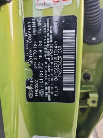 87421535 :رقم المزاد ، KMHRC8A31MU103475 vin ، 2021 Hyundai Venue Sel مزاد بيع