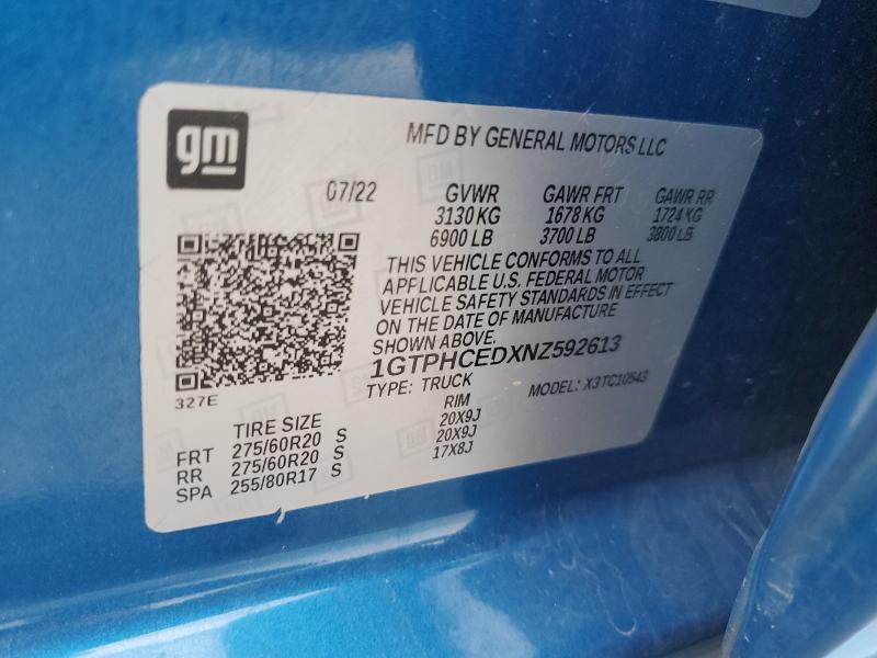 87235575 :رقم المزاد ، 1GTPHCEDXNZ592613 vin ، 2022 Gmc Sierra مزاد بيع
