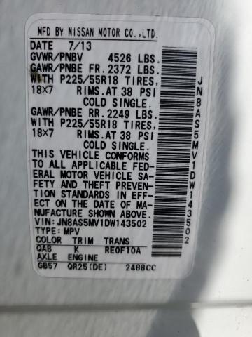 2013 Nissan Rogue S მანქანა იყიდება აუქციონზე, vin: JN8AS5MV1DW143502, აუქციონის ნომერი: 84915015