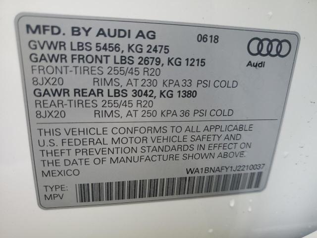 Aukcja sprzedaży 2018 Audi Q5, vin: WA1BNAFY1J2210037, numer aukcji: 82264205