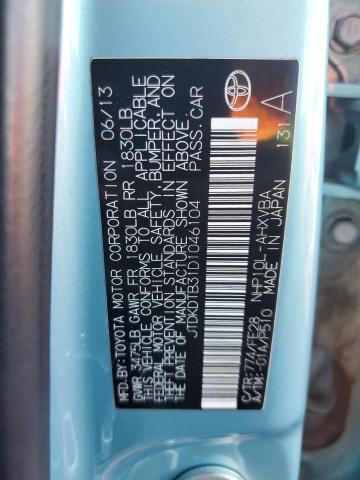 90108985 :رقم المزاد ، JTDKDTB31D1046104 vin ، 2013 Toyota Prius مزاد بيع