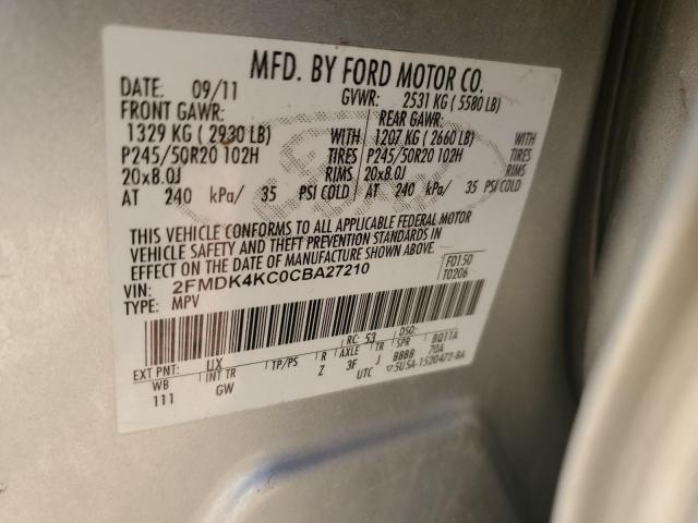 86405685 :رقم المزاد ، 2FMDK4KC0CBA27210 vin ، 2012 Ford Edge Limit مزاد بيع