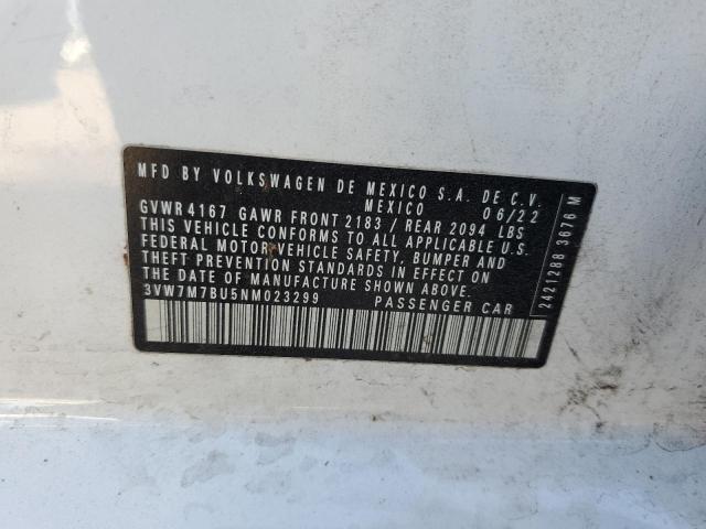 90481155 :رقم المزاد ، 3VW7M7BU5NM023299 vin ، 2022 Volkswagen Jetta مزاد بيع