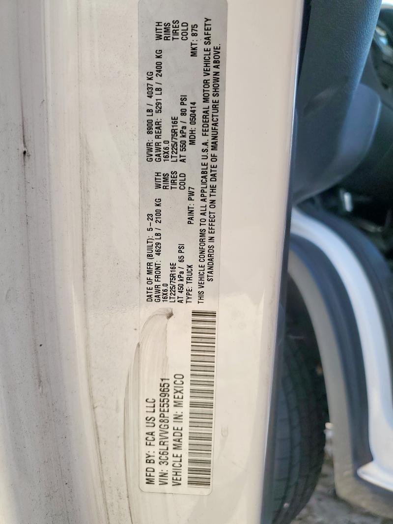 86222295 :رقم المزاد ، 3C6LRVVG8PE559651 vin ، 2023 Ram Promaster مزاد بيع
