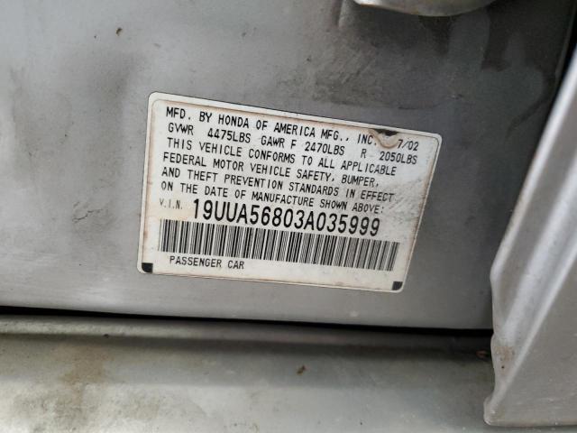 Продаж на аукціоні авто 2003 Acura 3.2tl, vin: 19UUA56803A035999, номер лоту: 89874885