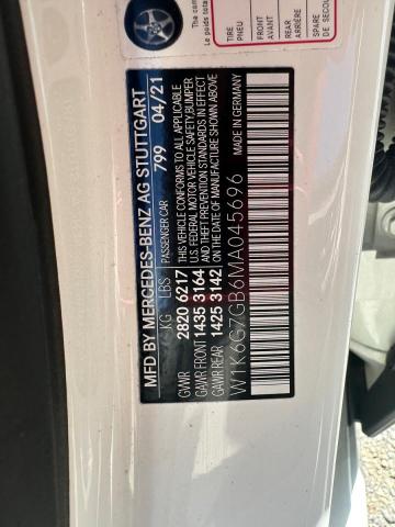 2021 Mercedes-benz S 580 4mat მანქანა იყიდება აუქციონზე, vin: W1K6G7GB6MA045696, აუქციონის ნომერი: 89914495