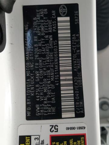 Продажа на аукционе авто 2022 Toyota Camry, vin: 4T1G11AK6NU660315, номер лота: 82181355