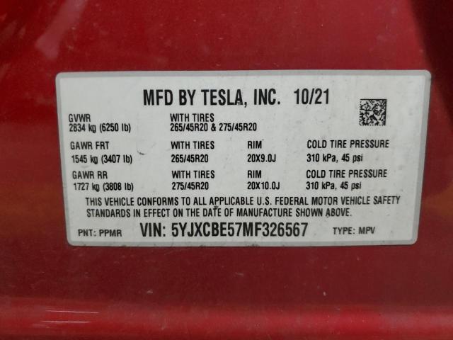 Продаж на аукціоні авто 2021 Tesla Model X, vin: 5YJXCBE57MF326567, номер лоту: 86663125