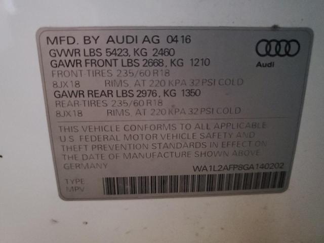 85949385 :رقم المزاد ، WA1L2AFP8GA140202 vin ، 2016 Audi Q5 مزاد بيع