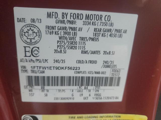 2013 Ford F150 მანქანა იყიდება აუქციონზე, vin: 1FTFW1ET9DKF56223, აუქციონის ნომერი: 89874645