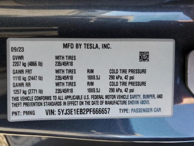 Aukcja sprzedaży 2023 Tesla Model 3, vin: 5YJ3E1EB2PF666657, numer aukcji: 89436275