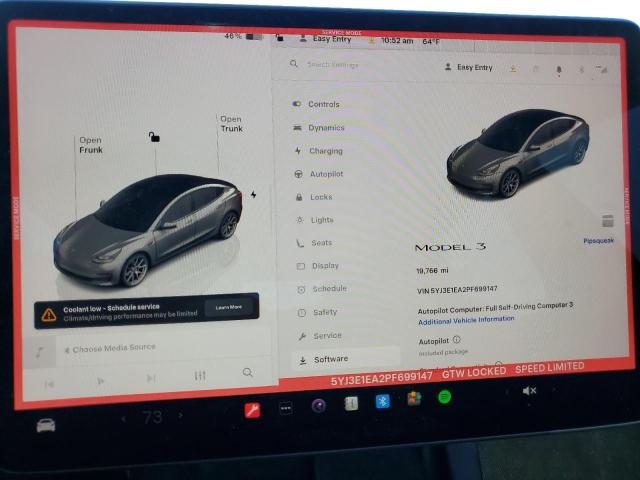 2023 Tesla Model 3 მანქანა იყიდება აუქციონზე, vin: 5YJ3E1EA2PF699147, აუქციონის ნომერი: 86842765