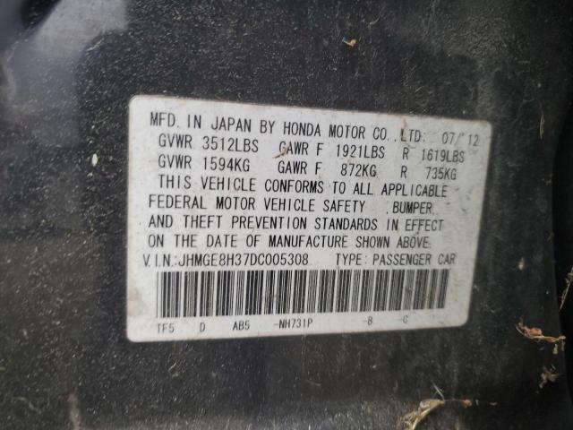 Продаж на аукціоні авто 2013 Honda Fit, vin: JHMGE8H37DC005308, номер лоту: 85959465