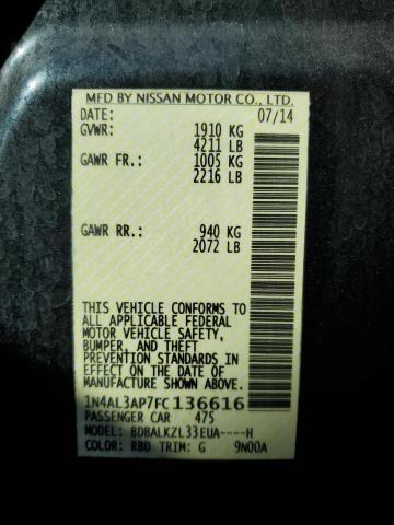 Aukcja sprzedaży 2015 Nissan Altima 2.5, vin: 1N4AL3AP7FC136616, numer aukcji: 89808925