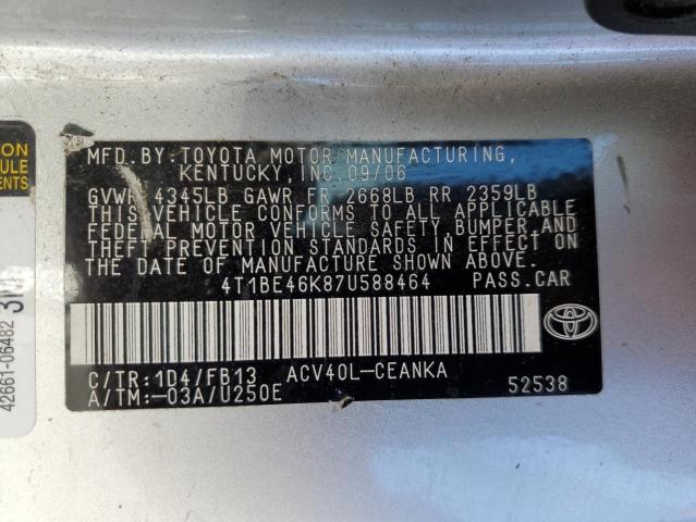 Продажа на аукционе авто 2007 Toyota Camry, vin: 4T1BE46K87U588464, номер лота: 86290455