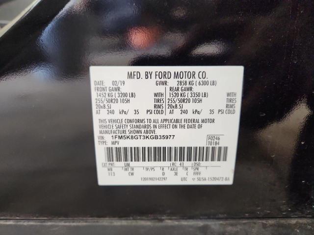 90619325 :رقم المزاد ، 1FM5K8GT3KGB35977 vin ، 2019 Ford Explorer مزاد بيع