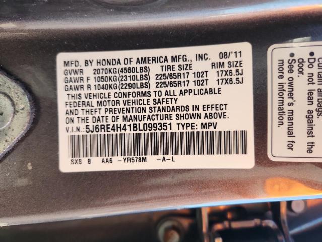 Продажа на аукционе авто 2011 Honda Cr-v Se, vin: 5J6RE4H41BL099351, номер лота: 82693585