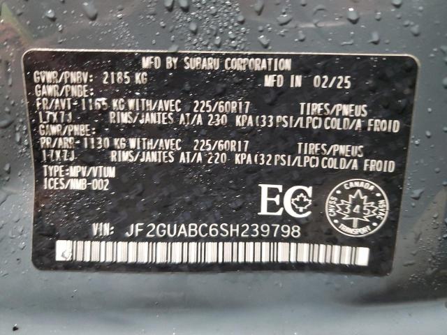 Продажа на аукционе авто 2025 Subaru Crosstrek, vin: JF2GUABC6SH239798, номер лота: 85838245