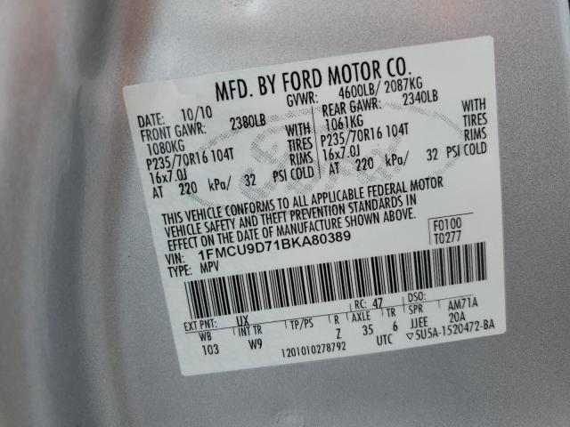 Продаж на аукціоні авто 2011 Ford Escape, vin: 1FMCU9D71BKA80389, номер лоту: 87479855
