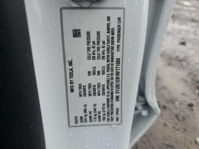 Продаж на аукціоні авто 2024 Tesla Model 3, vin: 5YJ3E1EB1RF771080, номер лоту: 85542815
