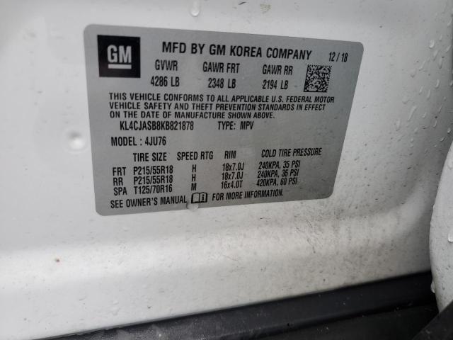 82229655 :رقم المزاد ، KL4CJASB8KB821878 vin ، 2019 Buick Encore مزاد بيع